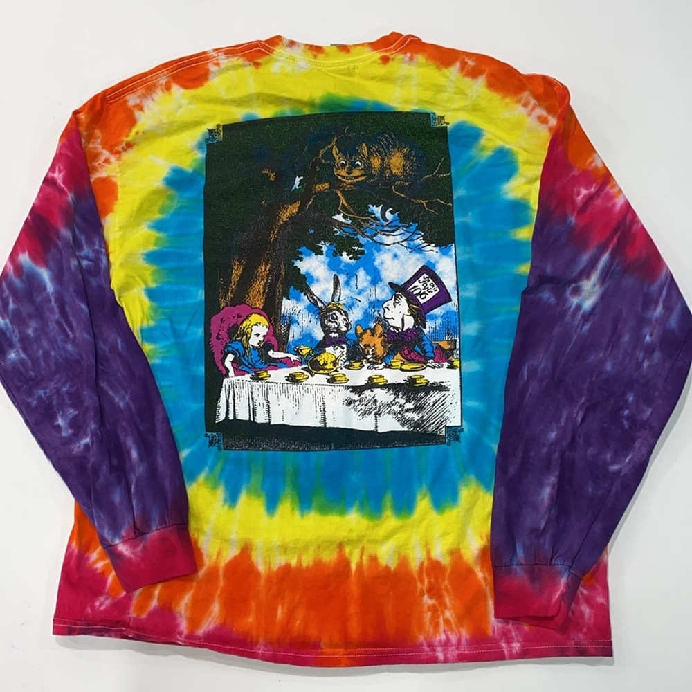 Alice in Wonderland Double Sided Vintage Tie Dye Long Sleeve Gildan Shirt XL - Picture 10 of 16